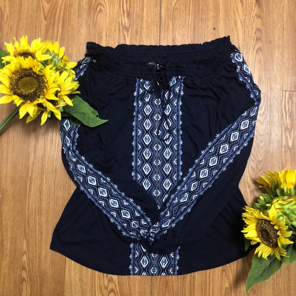 White House black market embroidered blouse